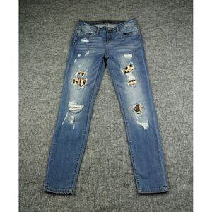 Judy‎ Blue Jeans Womens 7/28 Denim Skinny Fit Distressed Leopard Patch JB8265MD